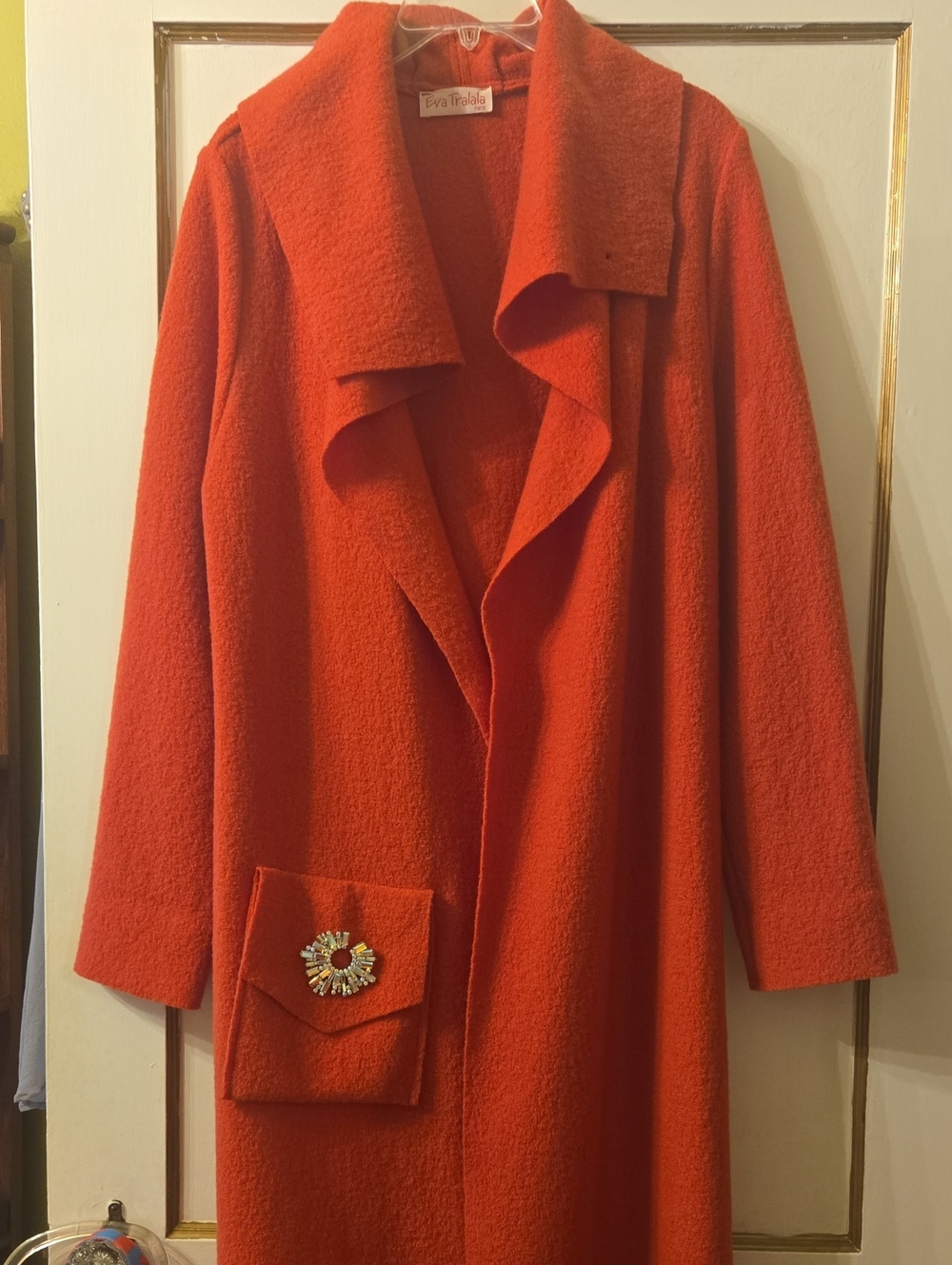 E. Tralala Paris Vibrant Burnt Orange Wool Coat